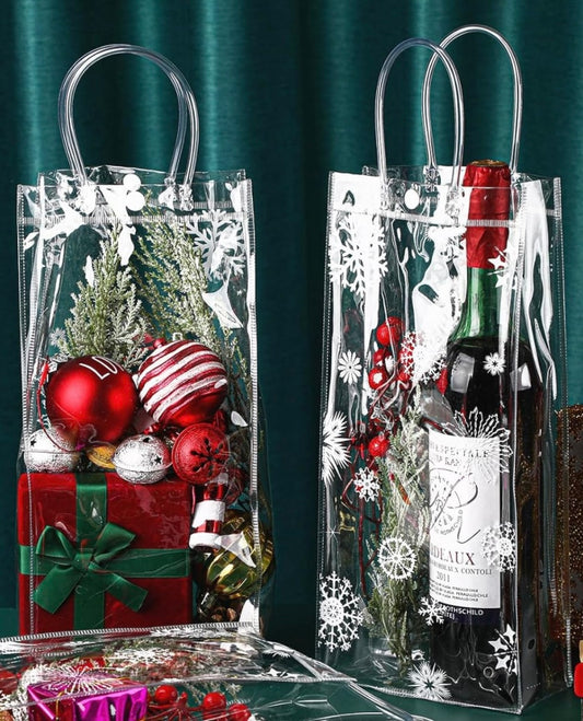 RANDOM Snowflake Christmas Wine PVC Gift Bag