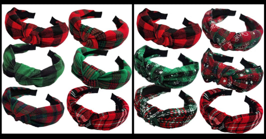 Random Christmas Buffalo Plaid Knotted Headbands