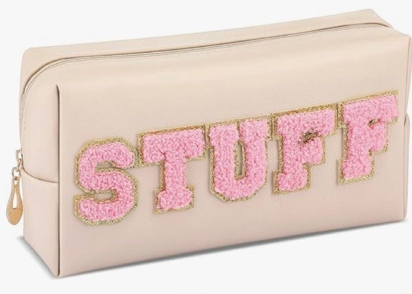 Beige Stuff Makeup Chenille Bag