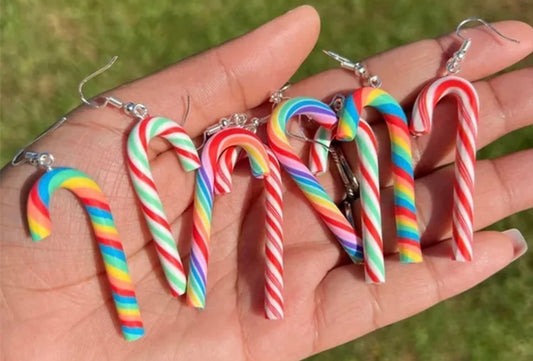 Random Candy Cane Resin Earrings