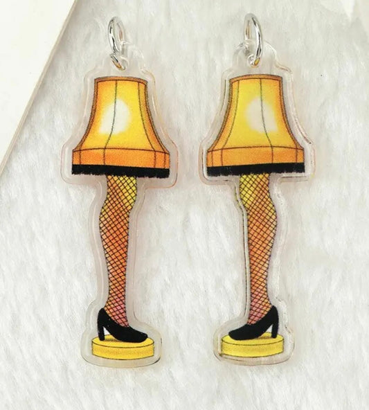 PREORDER CHRISTMAS ROUND ONE Christmas Leg Lamp Acrylic Earrings