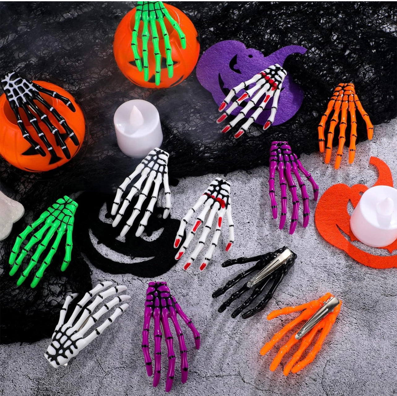 Random Skeleton Hand Hair Clips- Pair