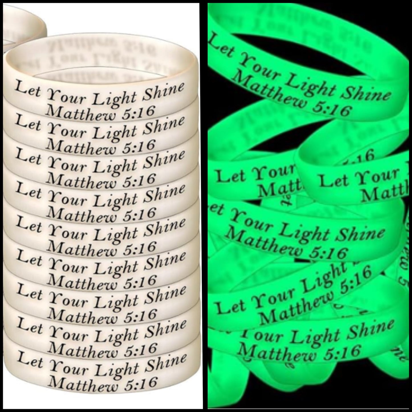 Bible Let Your Light Shine Glow In The Dark Silicone Bracelet