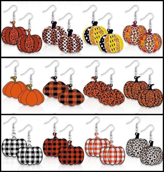 Random Fall Pumpkin Acrylic Earrings