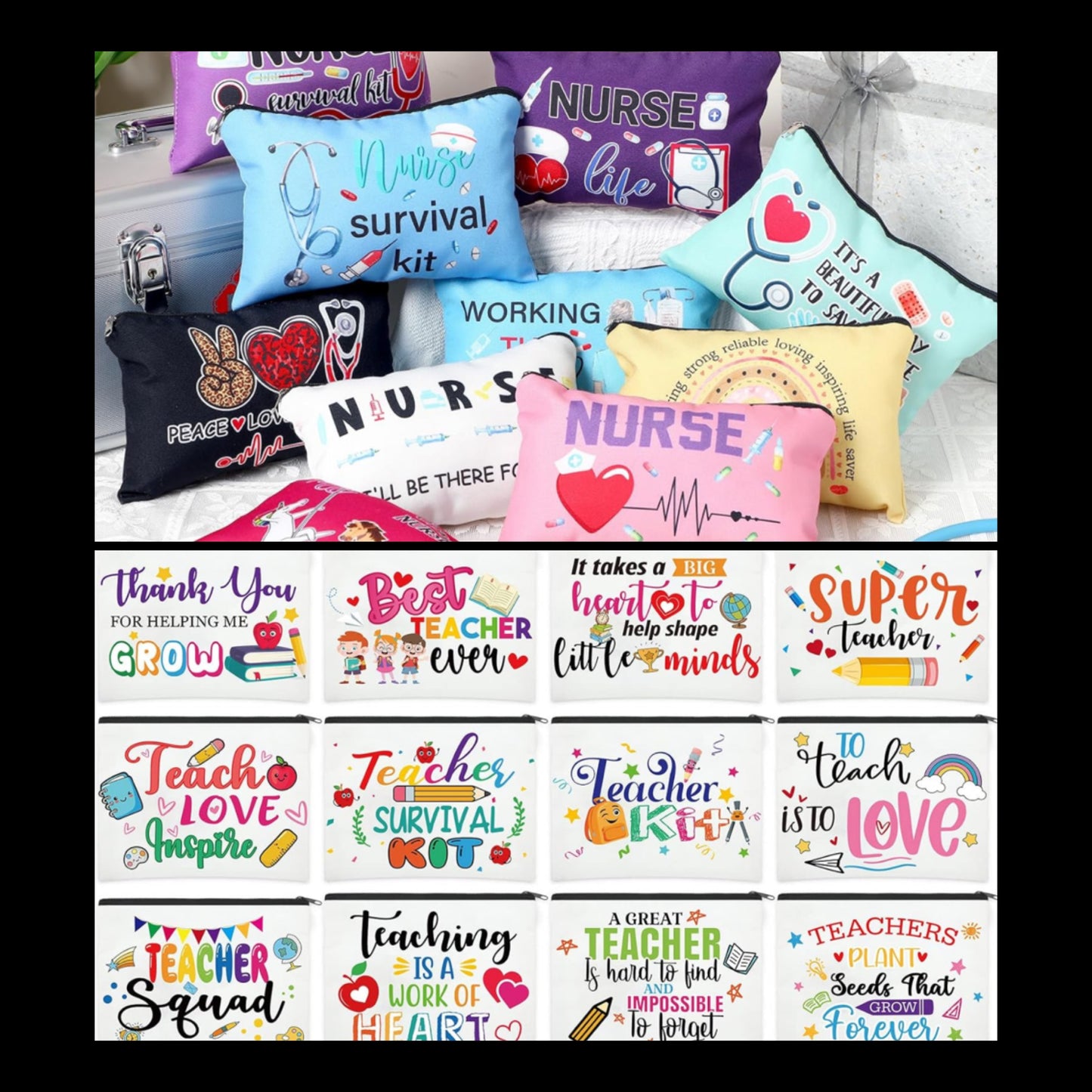 Random Nurse/Teacher Canvas Cosmetic Bag