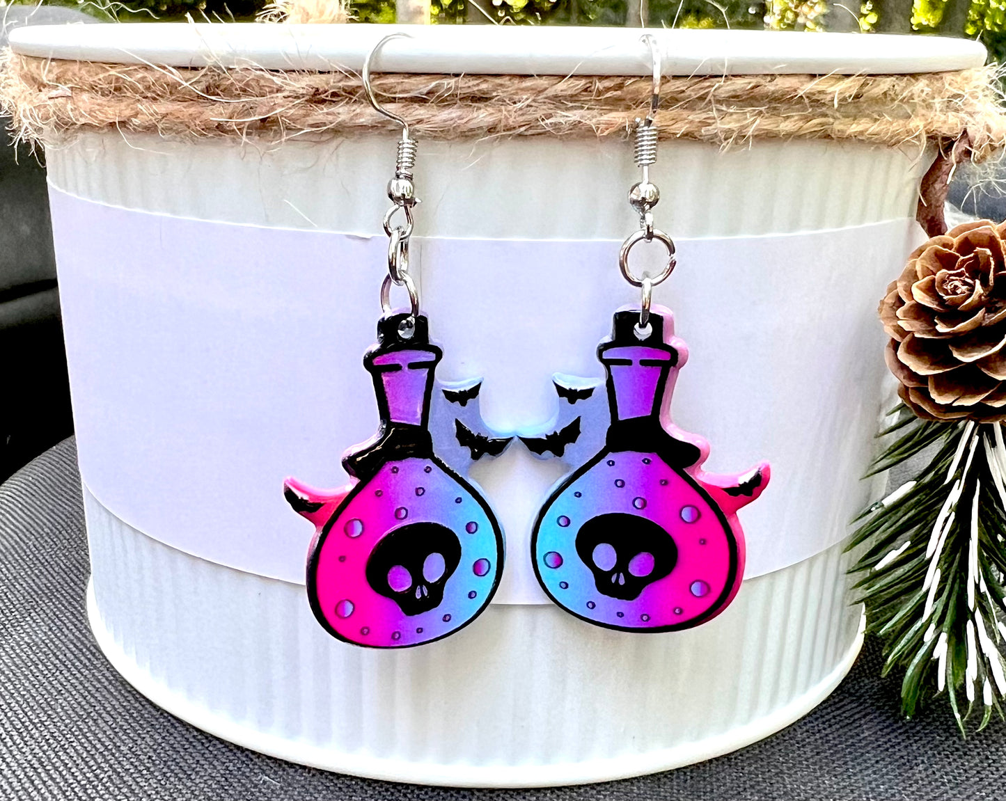 Skull Potion Acrylic Earrings