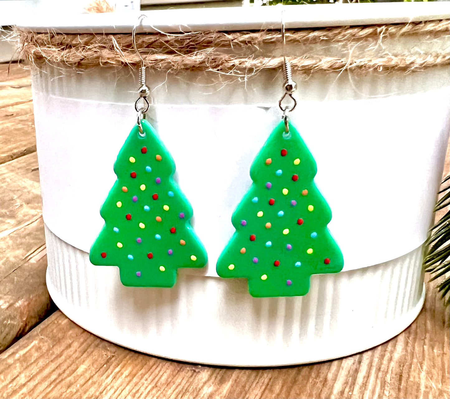 PREORDER CHRISTMAS ROUND ONE Christmas Tree Brownie Cake Acrylic Earrings