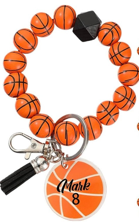 Sports Wooden Bead Duffle Tag Blank Keychain