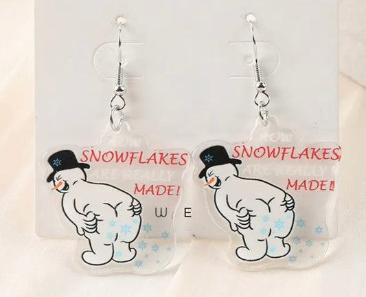 PREORDER CHRISTMAS ROUND ONE How Snowflakes Are Made Snowman Christmas Acrylic Earrings