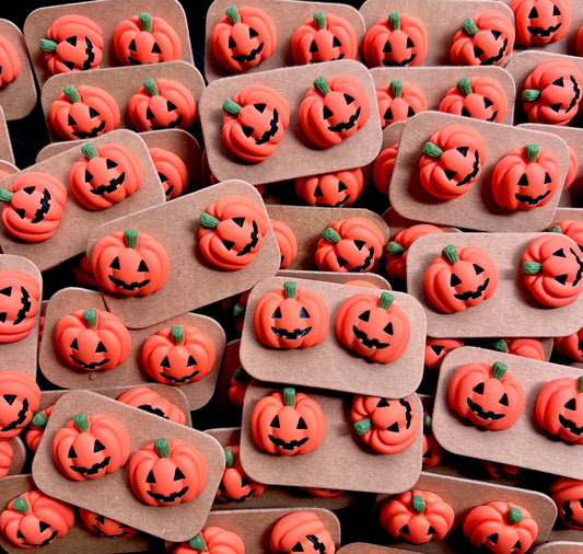 Jumbo Jack-O-Lantern Resin Stud Earrings