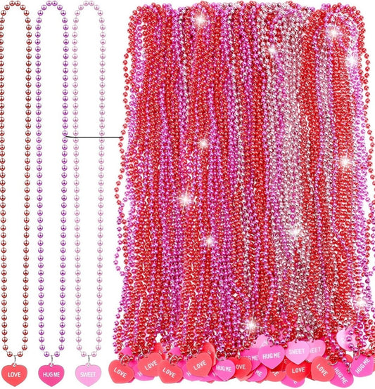 Random Valentine Beaded Conversation Heart Necklace