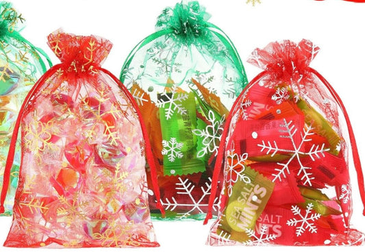 Random Snowflake Christmas 4x6 Drawstring Bag