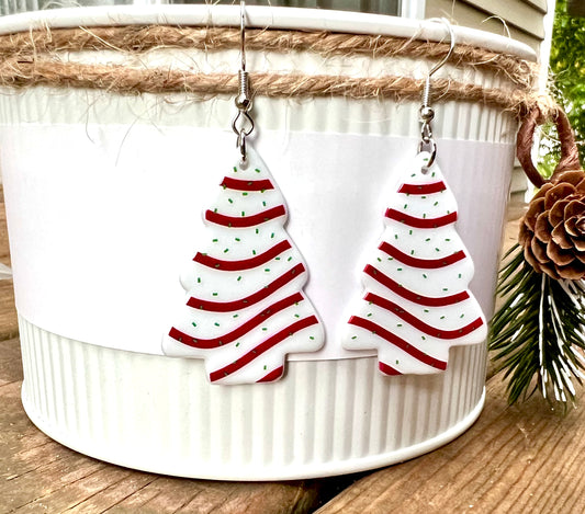 PREORDER CHRISTMAS ROUND ONE Christmas Tree Cake Acrylic Earrings