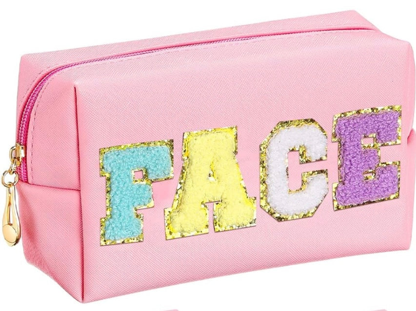 Pink Face Makeup Chenille Bag