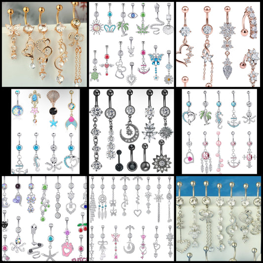 Random 14G Surgical Steel Grade Chic Dangle Belly Ring