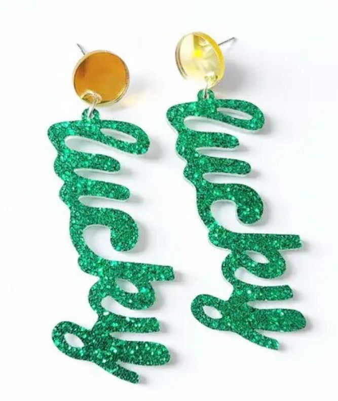 Lucky Acrylic Earrings.