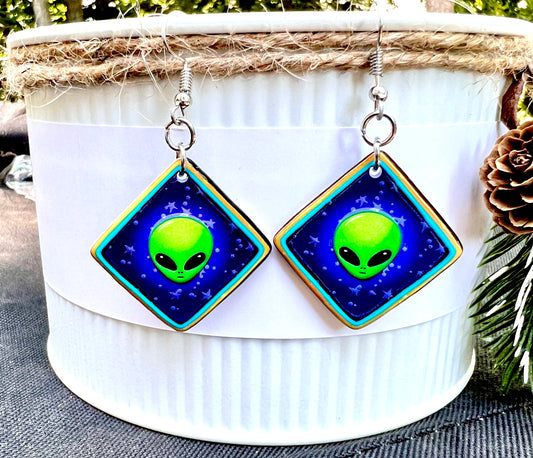 Aliens Extraterrestrial Beings Acrylic Earrings