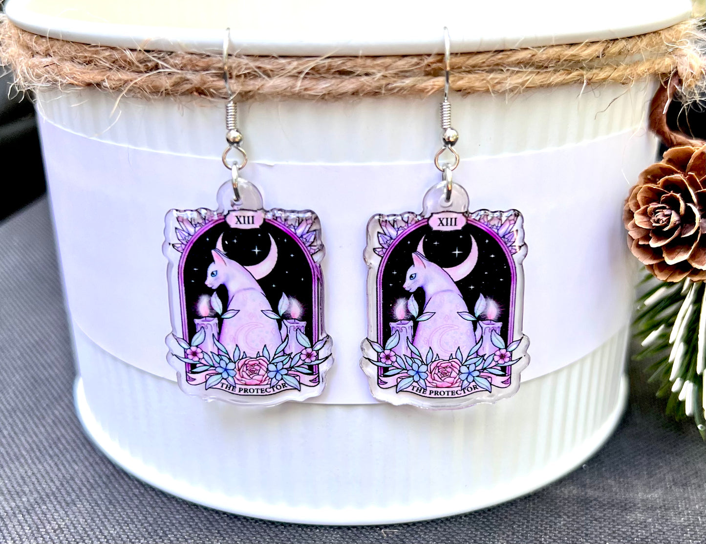 The Protector Cat Acrylic Earrings