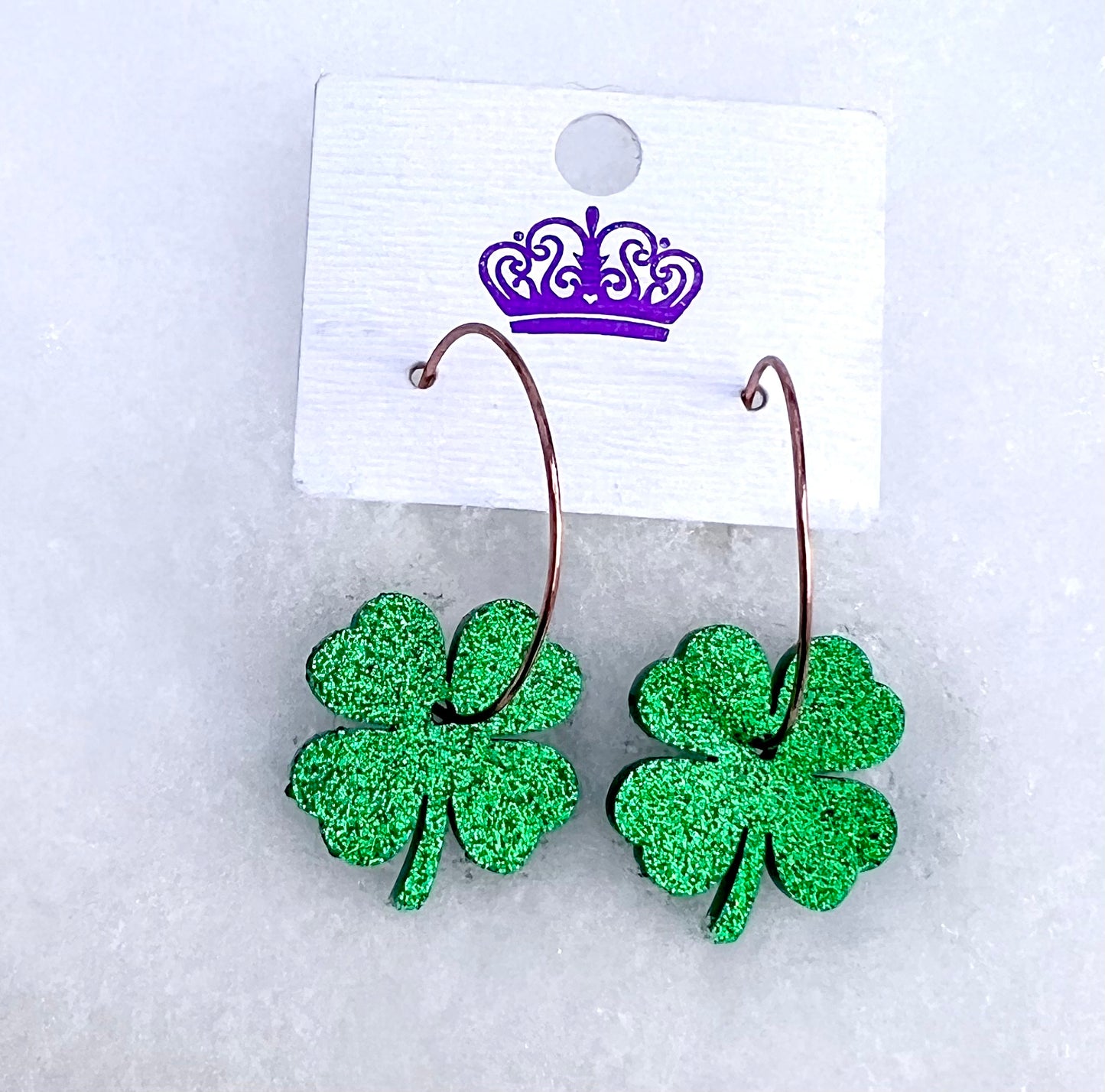 MINI PREORDER ST PATTIES SHAMROCK ACRYLIC HOOP EARRINGS