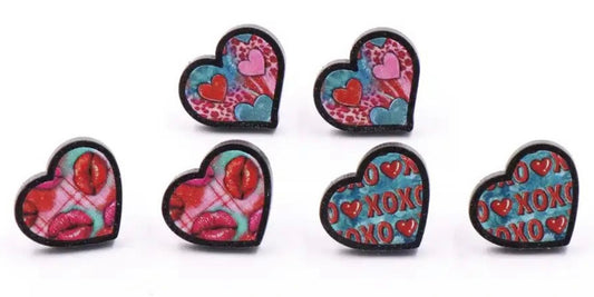 PREORDER VALENTINES DAY ROUND ONE Graffiti Heart Acrylic Stud Earrings