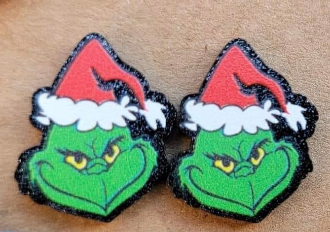 PREORDER CHRISTMAS ROUND ONE Mean One Acrylic Stud Earrings