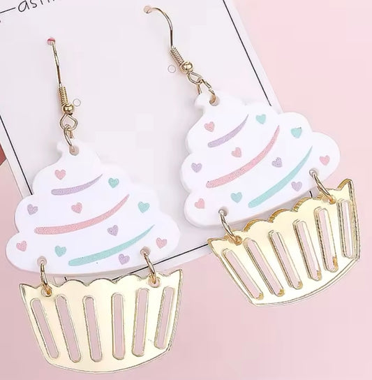 PREORDER VALENTINES DAY ROUND ONE Little Hearts Cupcake Acrylic Earrings