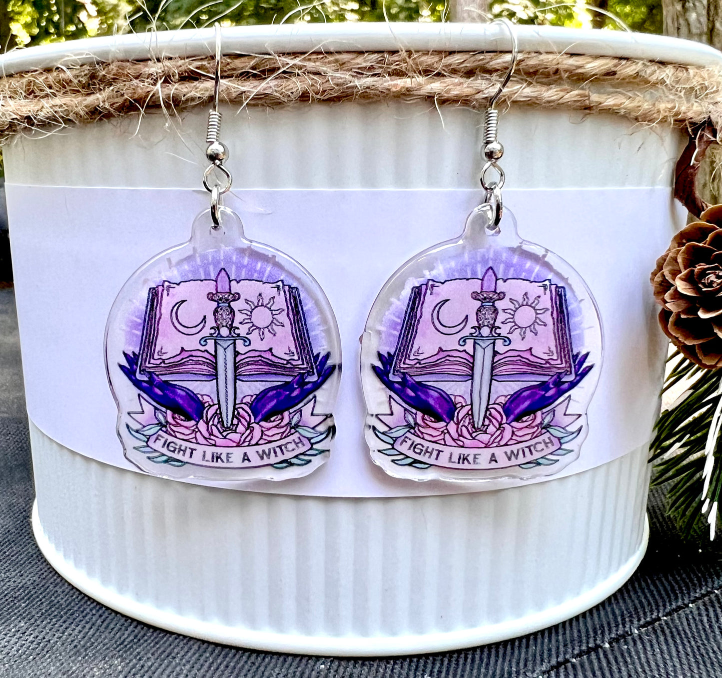 Fight Like A Witch Acrylic Earrings