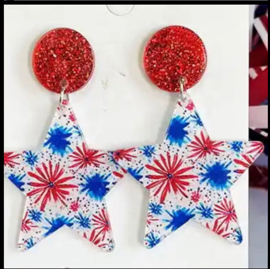 Fourth of July Fireworks Star Acrylic Earrings