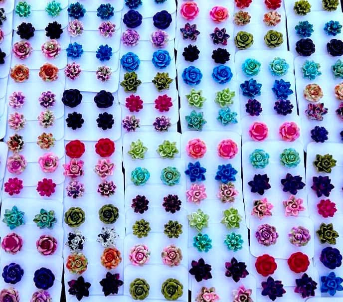 Random-11 mm Tie Dye Flower Mix Earrings