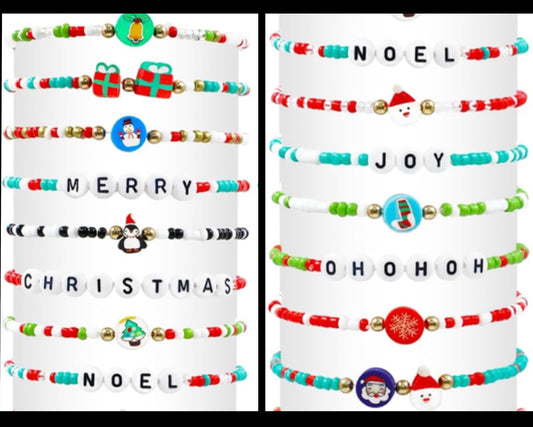 RANDOM Christmas Bead Bracelets- For Kids And Adults.