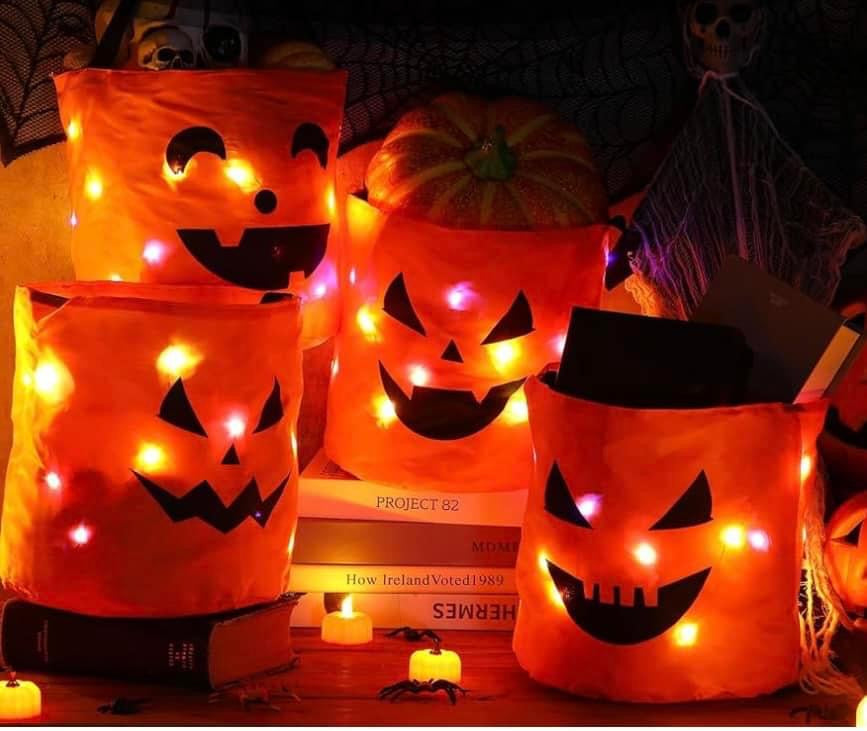 Random LED Jack-O-Lantern Light Up Trick Or Treat Bags