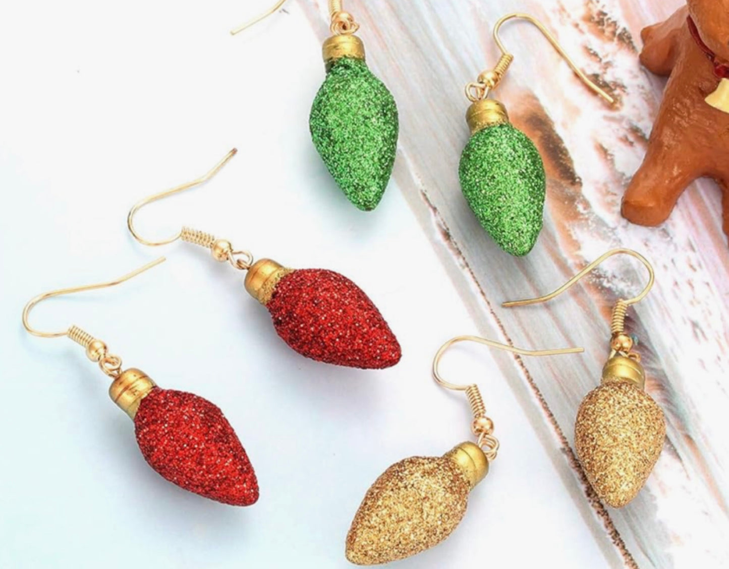 Random Christmas Light Bulb Resin Earrings