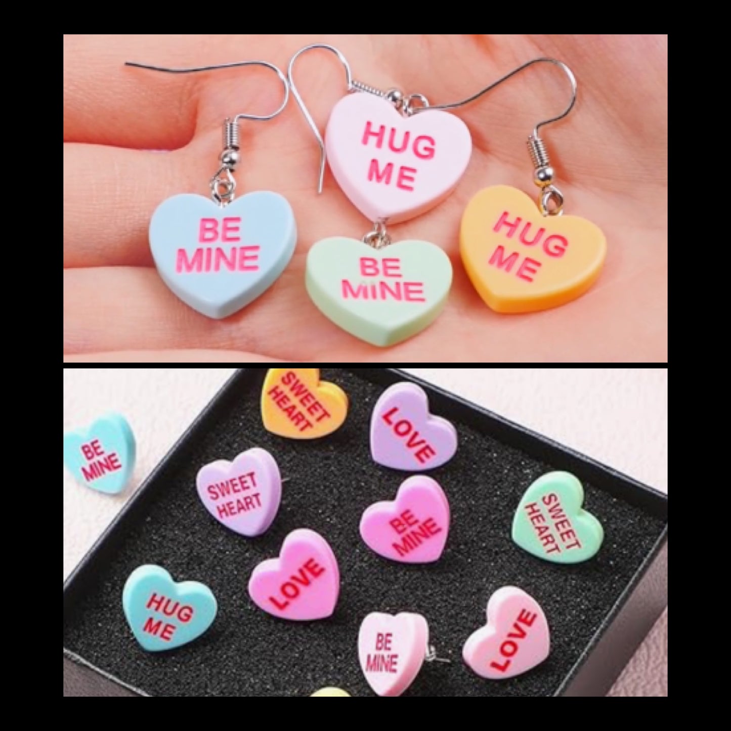 CONVERSATION HEART RESIN EARRINGS