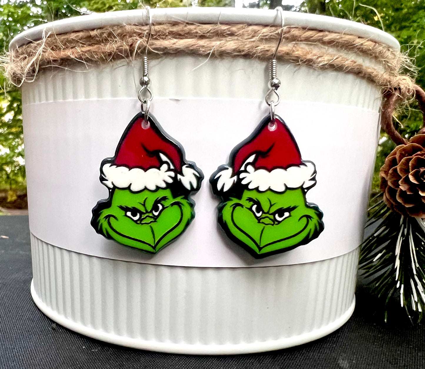 PREORDER CHRISTMAS ROUND ONE Mean One Acrylic Earrings