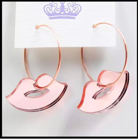 MINI PREORDER VALENTINE ROSE GOLD LIPS ACRYLIC HOOP EARRINGS