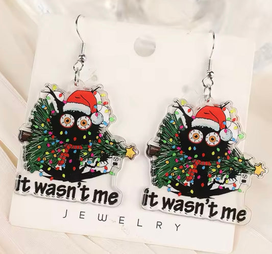 PREORDER CHRISTMAS ROUND ONE It Wasn’t Me Christmas Acrylic Earrings