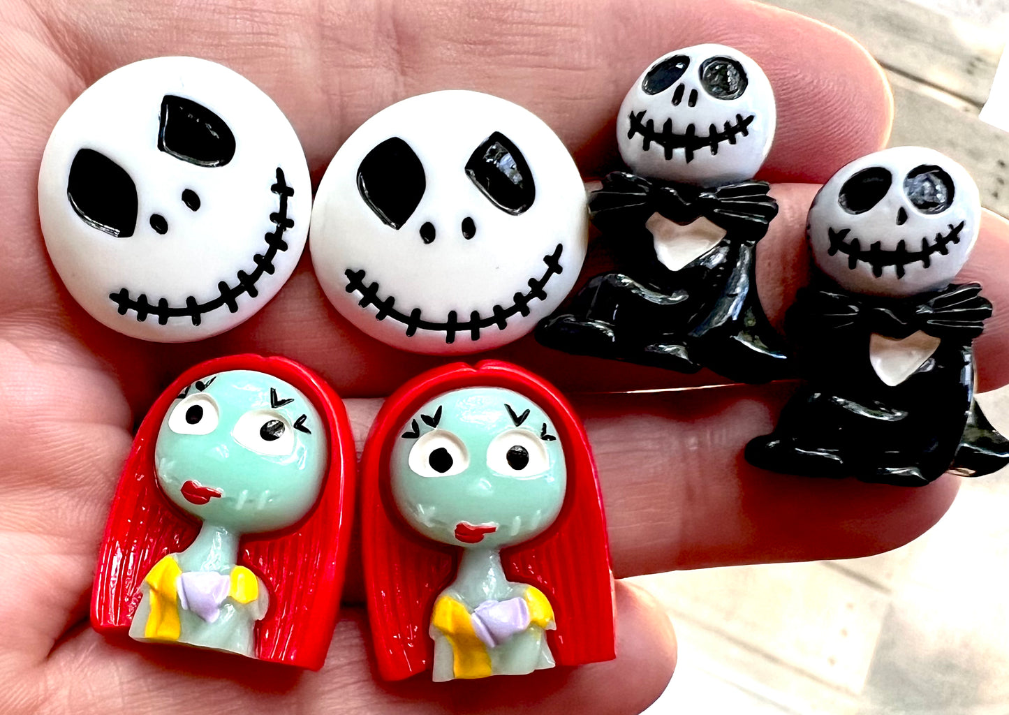 Jumbo Jack & Sally Resin Stud Earrings