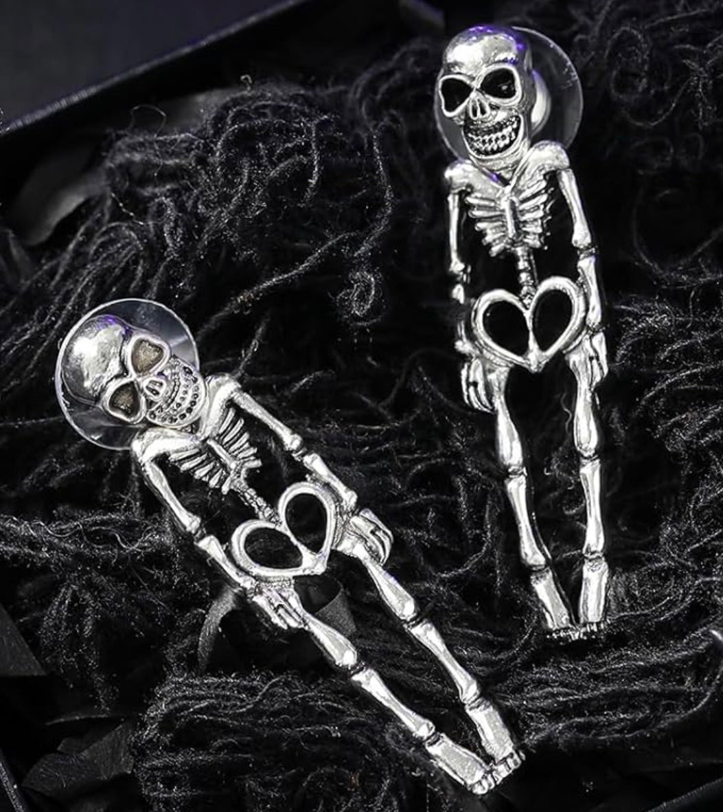 Skeleton Enamel Stud Earrings