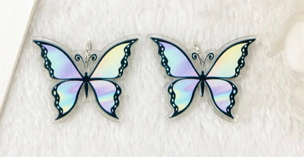 Spring Iridescent Butterfly Acrylic Earrings