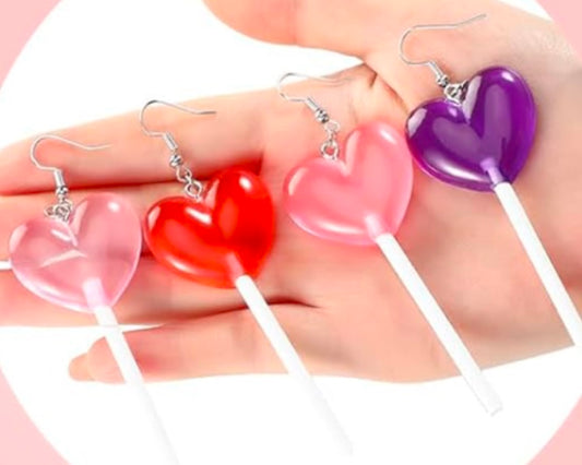 Random Valentine Heart Lollipop Earring