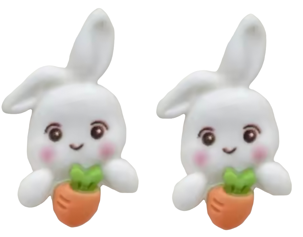 MINI PREORDER White Bunny Carrot RESIN STUD EARRINGS