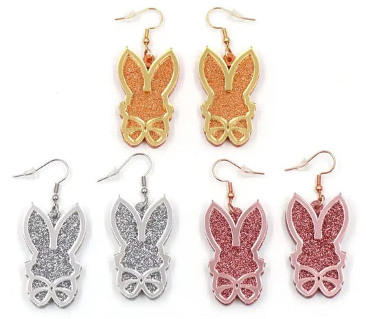 MINI PREORDER EASTER GLITTER BUNNY DANGLE EARRINGS