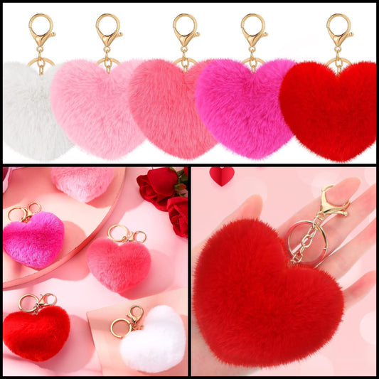 RANDOM Fuzzy Valentine Heart Keychain