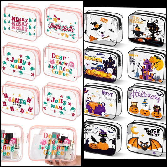 Random Halloween/Christmas Zipper Cosmetic Bag