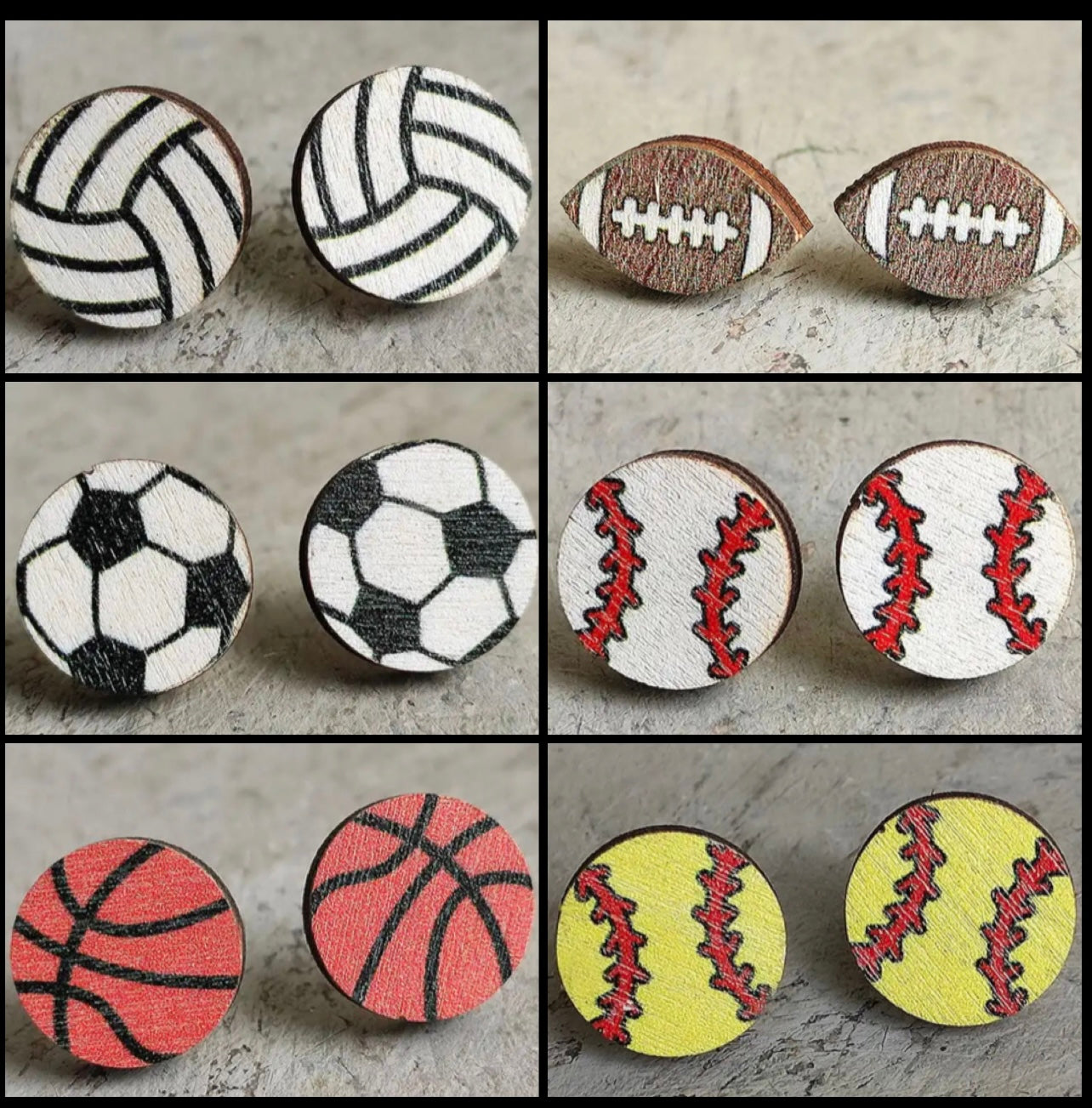 Sports Wooden Stud Earrings