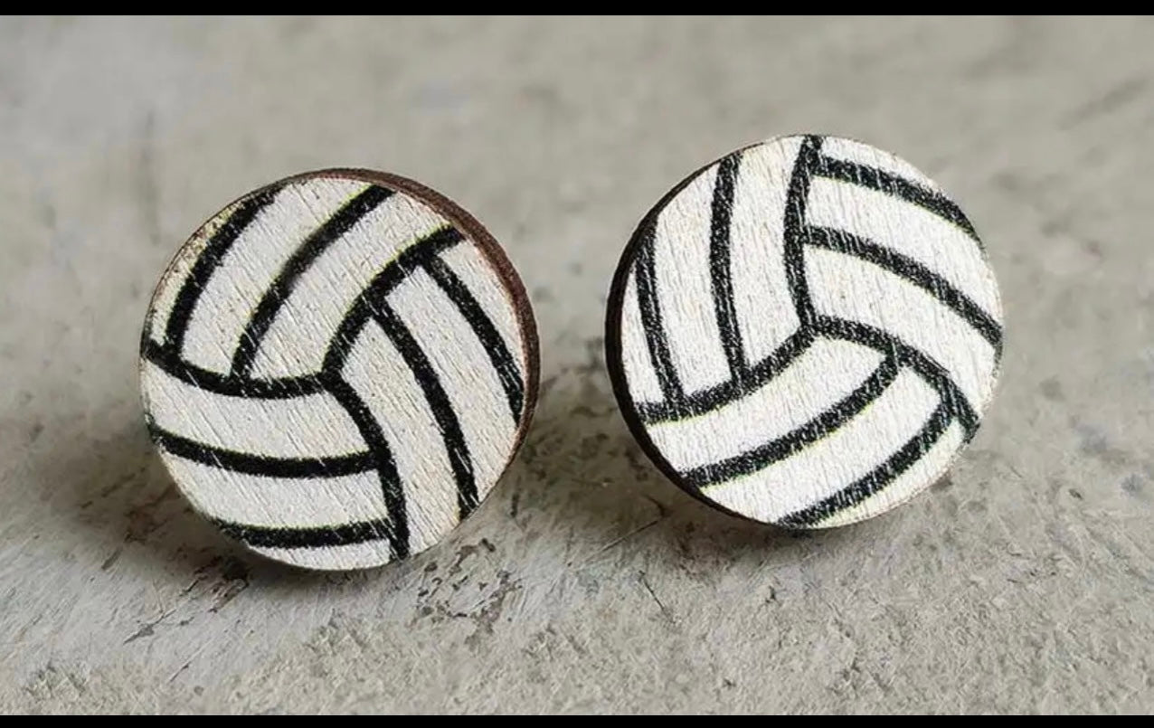 Sports Wooden Stud Earrings