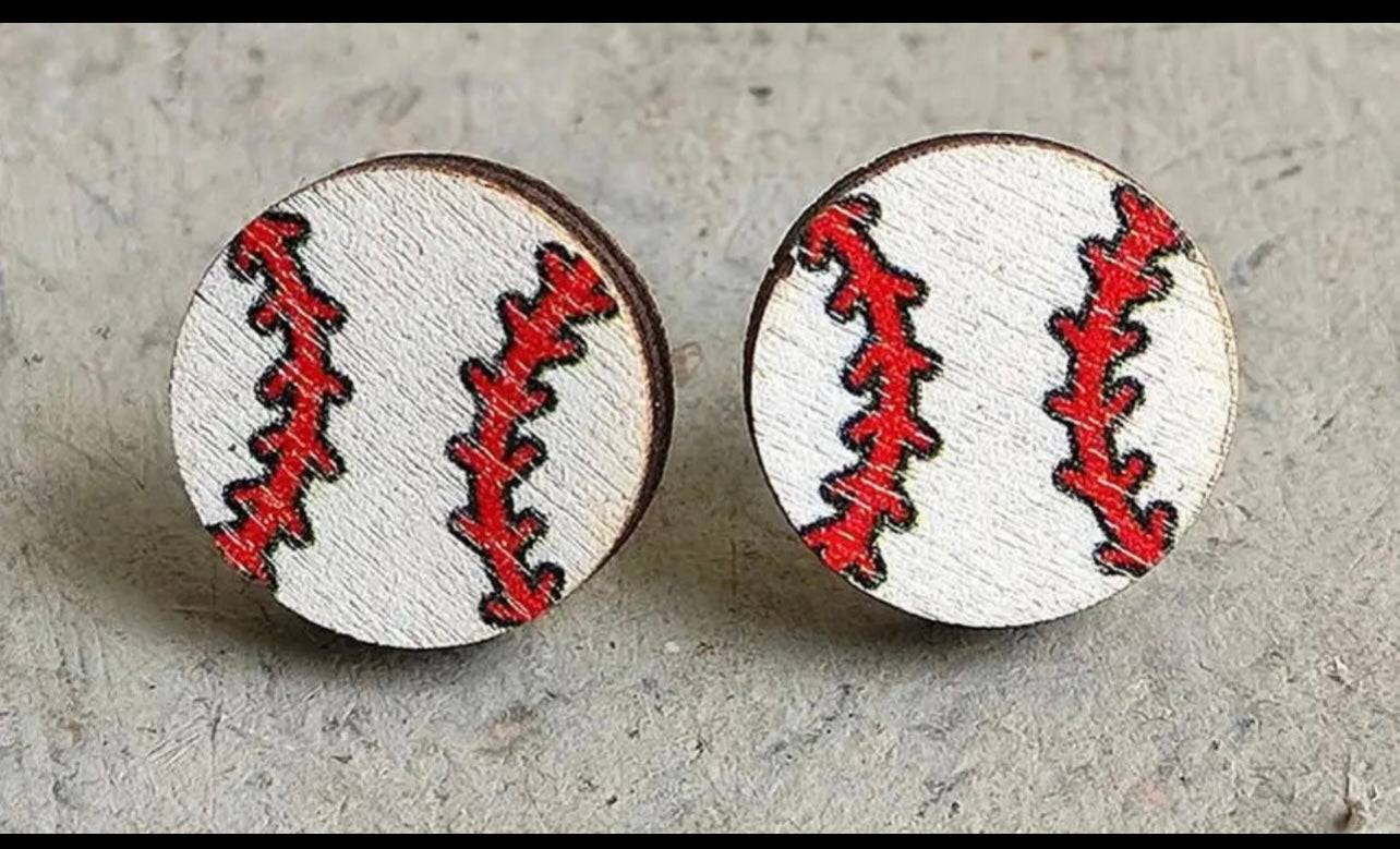 Sports Wooden Stud Earrings