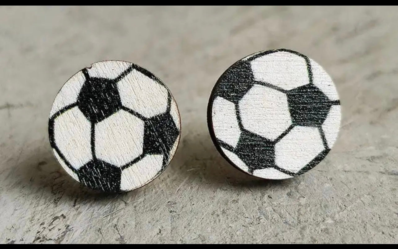 Sports Wooden Stud Earrings