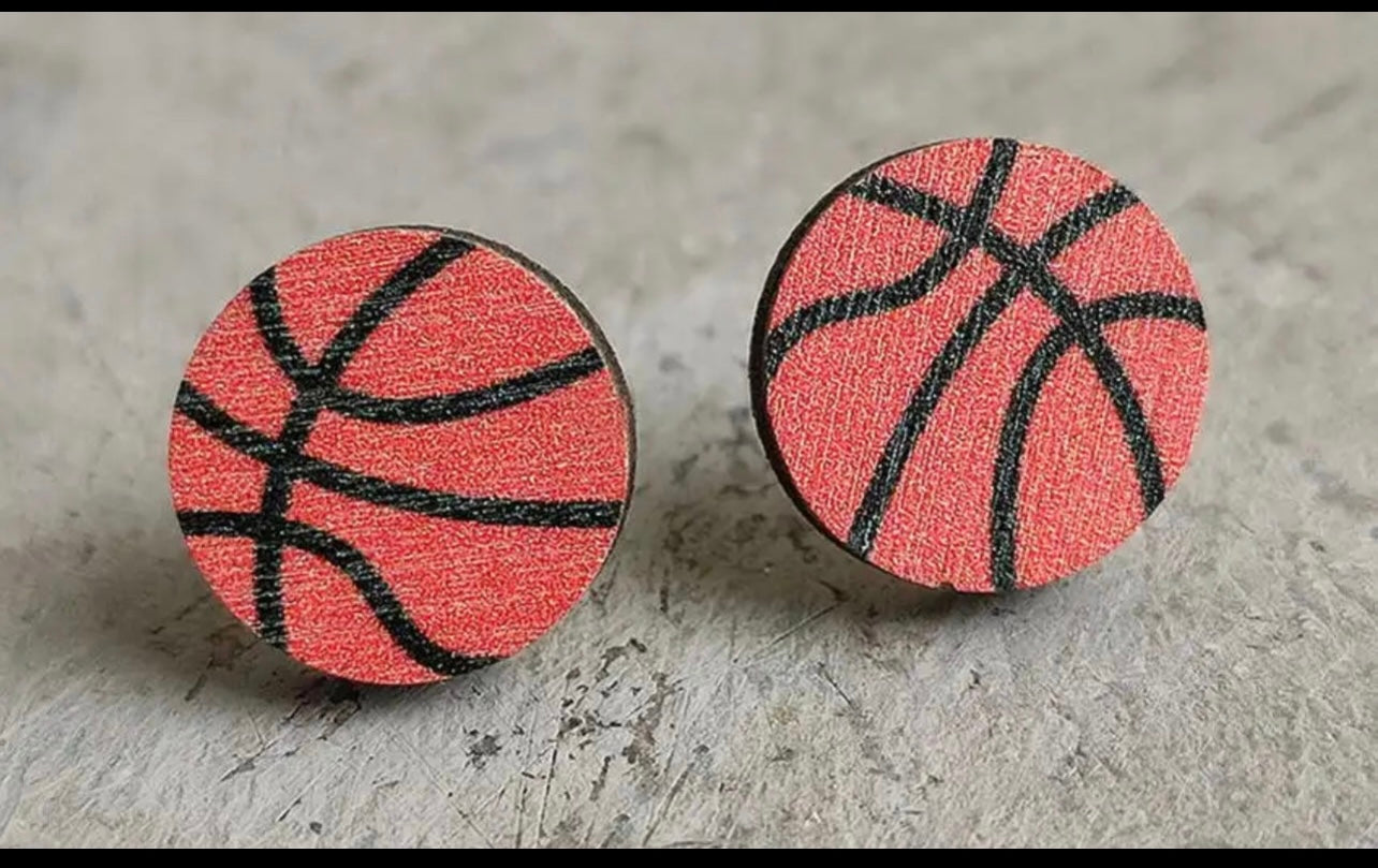 Sports Wooden Stud Earrings