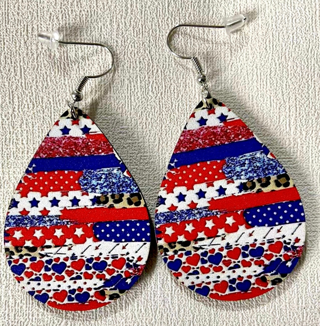 USA Fourth Of July Pattern Teardrop Dangle Earrings